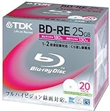 TDK 録画用ブルーレイディスク BD-RE 25GB 2倍速 ホワイトワイドプリンタブル 20枚パック BEV25PWA20K