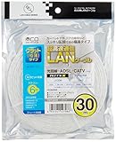 ミヨシ LANケ-ブル カテゴリ-6 Gigabit対応 フラット 厚さ1mm 幅4mm 30m ホワイト TWF-630W