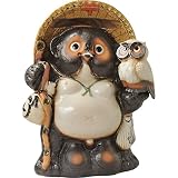 信楽焼　信楽BEST SELECTION　福ひねり狸ポスト・ふくろう付・20号（全高67cm×全幅50cm）