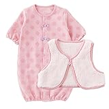 (チャックル) chuckle ボアベスト付きドット新生児ツーウェイオール ピンク 50-60cm P5157-00-20