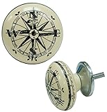 Nach ve-3281コンパスボールノブ、セラミック、ブラック/ホワイト、1.5インチ、10ピース