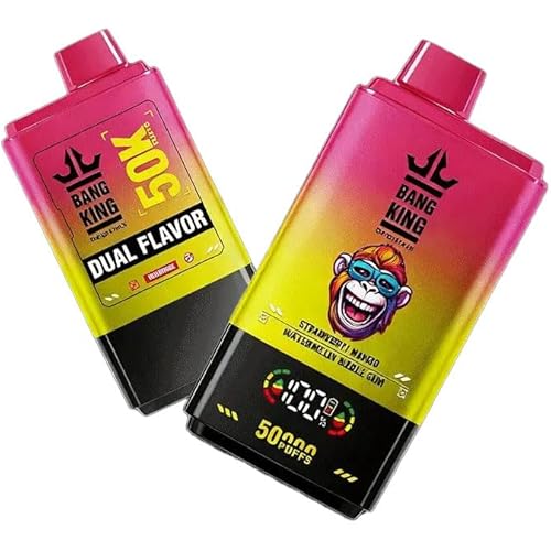 BANG 50000 puffs ニコパフ デュアルフレーバー ノンニコチン 使い捨て 電子タバコ 持ち運び シーシャ 爆煙 ベイプ 軽量 VAPE フレーバー切り替え可能 大容量リキッド 850ｍAh Type-C充電式 LEDスクリーン