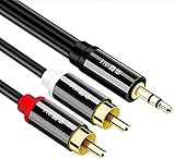 RCA変換ケーブル 3.5mm 変換 (3.5mmオス - 2RCAオス) 1.5M 3.5mm to 2RCAステレオオーディオ変換ケーブル