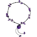 SERYNOW Fashion Handmade Braided Rope Anklet Natural Amethyst Flower Stone Beach Anklet for Women Girls