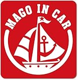 imoninn MAGO in car ステッカー　【マグネットタイプ】　No.13　ヨット　（赤色）