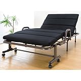 【もこもこ気持ちよく折りたたんでコンパクト】 コンパクト 折りたたみ リクライニングベッド 94.5cm幅 (ブラック)