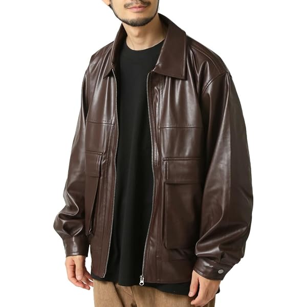 Amazon | メンズレザージャケット、Servizio VespaプリントPU