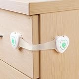 BABY MATE Premium 6 PCS Adjustable Latches for Baby Proofing Cabinets, Drawers (White, 3.5" Long Str
