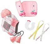 LaVie ギフトBOX 4点セット ベルトカバーチェリー&ニット帽アーガイル ドアストッパーニワトリ オモチャホルダーホワイトマルチ b044