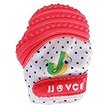 TeFuAnAn ベビー歯固めシリコン手袋 歯がため ベビー用手袋 食品級シリコン 調節可能なベルクロストラップ付き 左、右手兼用 3〜24ヶ月赤ちゃん用 5色可選(1個入れ)