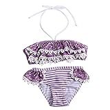 Domybestキッズ 水着 女の子 ビキニ 上下セット　ベビー スイムウェア 女児 ガールズ ミズギ スイミング スクール水着 セパレート　ツーピース　フリル　花柄　2点セット　夏 ビーチ　海水浴　