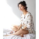 GAODUZI 夏のコットンラバーズパジャマかわいい女性の夏のルースコットンホームサービスメンズシンセクション半袖下着スーツ（半袖+ショーツ） (色 : マルチカラー まるちから゜, サイズ さいず 