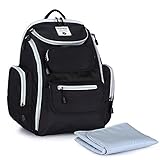 goldwheatおむつバッグ防水バックパックベビーNappyバッグガールズボーイズMom & Dad、ベビーカーストラップ、変更パッド L ブラック GDT-HDAG01