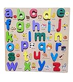 （アルジーユ）ＡＬＺＥＵ 木のおもちゃ 赤ちゃん 型あわせ 数字 アルファベット 認知 パズル 知育玩具訓 識別 学習 想像 飾り 模型 子供 幼児 遊び (英語　a～ｚ)