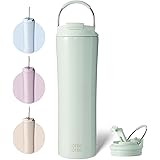 BOTTLE BOTTLE Insulated Travel Mug 24oz(700ml) with Straw and Dual-use Lid Iced Coffee Cup Stainless Steel Tumbler with Handl