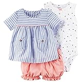 Carter's（カーターズ） ストライプ＆ドット 3ピース（ボディスーツ・チュニックシャツ・ブルマ)セット 12M(9-12ヶ月) [並行輸入品]