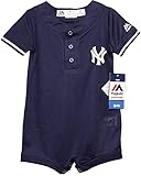 マジェスティック乳児/幼児用ニューヨークヤンキース海軍ブルー/ホワイトベビーロンパース