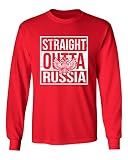 TCAMP新しい2018 World Soccer Championship Straight Outta Country Prideメンズ長袖Tシャツ Youth Small レッド