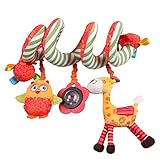 Labebe ベビーベッドとベビーカーのためのスパイラル吊り玩具 - キリン＆フクロウ