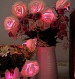 Yosoo 20ledローズ花の妖精ストリングライト結婚式ガーデンパーティークリスマスバレンタインの日の装飾 Polyethylene