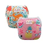 ALVABABY ベビー 防水 水着 再利用可能 布 スイムパンツ 水遊び用 おむつ 可愛い 2枚セット SWD37-39-JP