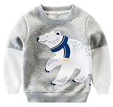 [スゴフィ]SGFY　セーター ボーイズ スウェット ガールズ ベビー キッズ コットン ニット トップス 男の子 子供服 女の子 クルーネック ホッキョクグマ 狐 アニマル柄 プリント (100, 