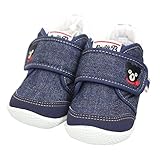 ダブルＢ(mikihouse) ベルトにお顔刺繍つきファーストベビーシューズ(61-9302-971) (13cm, インディゴブルー)