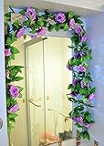 cyndie ウェディング造花　可愛い バラの造花　壁掛け籐（蔓）装飾まり　ロマンチック人造飾り花　かわいい模造吊り花　家居インテリア　作り花薄いパープル