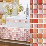 【モザイクタイル シール モザイクタイル シート ガラス風】3Dシール モザイクタイルシール2セット ピンク(B606-2-S5)