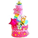 ベビーアルテ おむつケーキ Sassy ( サッシー) ポップスター 3段 おむつケーキ タオル付 おもちゃ付 男の子 女の子 【おむつ:パンパースSサイズ】【カラー:ピギーピンク】