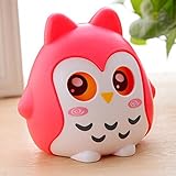 フクロウ貯金箱かわいいフクロウシェイプお金現金ペニーセント保存ポットお金ボックス部屋装飾子供ギフト ピンク