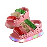 EIMEI 子供サンダル ベビーシューズ LED靴 ビーチサンダル 可愛 おしゃれ 発光 キラキラ光る靴 3色 軽量 男の子 女の子 通気 kids アウトドア キッズ (15cm, ピンク)