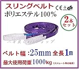 ベルトスリング 25mm巾 × 1m ポリエステルスリングベルト2PCSセット