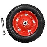 ミナトワークス 一輪車用 空気入りタイヤ (赤/13インチ/替えシャフト付き) MW-13x3.25A