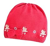 (ビグッド)Bigood 可愛い リボン ニット帽 赤ちゃん ベビー帽子 ビーニー出産祝い 新生児 キッズ 女の子 秋冬 子供 ニットワッチキャップ レッド M