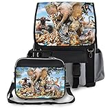 Kidaroo High Quality Backpack & Lunchbox for Girls, Boys, Kids With Safari Smile Interchangeable Fla