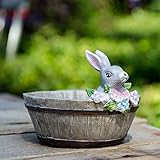 Ochine　可愛い　癒しウサギ　植木鉢　プランター　デザイン小物　フラワーポット　雑貨　インテリア　アウトドア　DIY　飾り　おしゃれ　多肉植物 寄せ植え 鉢　収納スタンドにも　両用　L12×W12