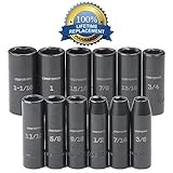 Craftsman 12 Pc. Standard Easy to Read Impact Deep Socket Set, 6 Pt, 1/2 In. Drive - Backed By Our L