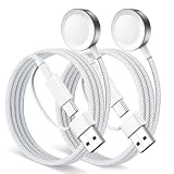 【1.2m,2本セット】Minlu アップルウォッチ 充電器 あっふウォッチ 充電器 磁気 2in1 Type-A+Cコネクタ 急速充電器 マグネット式充電ケーブル スマートウォッチ ワイヤレス充電 シリーズ 11/10/9/8/7/6/5/4/3/2/1/Ultra/SE全シリーズ対応-ホワイト