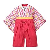 Deylaying 赤ちゃん 女の子 ファッション 花 印刷 ロンパース カバーオール 袴　和服 浴衣 カバーオール 幼児 赤ちゃん 和風 長袖 全開き 半開き コットン 秋冬 アウターウェア 出産祝