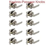 Probrico内部ラウンドPassageキーレスドアノブレバードアロックLockset withoutキードアハンドルサテンニッケルfor Hallクローゼット Door Lever-DL03 HM