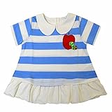 はらぺこあおむし Tシャツ 半袖 ボーダー柄 夏物 女の子 fpo-th3151-9056 90cm サックス