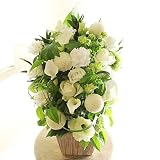 [KY139-1]供花アレンジメント　G&W Basket（グリーン・白系）＜　自宅のお供え花　仏壇花　枕花に　＞