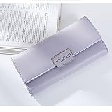財布 レディ 多層 -大容量 シンプルファッションウォレット ユニークなデザイン高品質 (パープル)