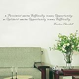 Pop Decors WL-0042-Va Inspirational Quote Wall Decal, A Pessimist Sees The Difficulty in Every Oppor
