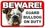 BEWARE！BULLDOG ラミネートサイン：ブルドッグ 注意 警戒中 Made in U.S.A [並行輸入品]