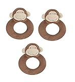 Angel Dear 3個リングRattlesセット、ブラウンMonkey