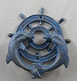 Cast Iron Ships Wheel Dolphin Doorknocker