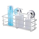 Seacan [真空吸着でズレ落ちない] 浴室 ラック スポンジラック 洗面所 収納 バスルーム ラックお風呂用 水切り強力 吸盤 収納 トレイ シャワーホルダー キッチン バス用品 洗面所 壁掛け インテリア ステンレス ガラス タイル 