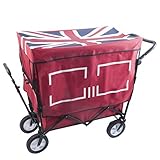 屋外のトロリー、覆われたサンシェードの折り畳み式の便利な庭の旅行キャンプ休日のトロリー車、4つの円形オフロードの車輪回転可能なトロリー尾の付いたポケットの延長、軸受の重量80kg (色 : Briti